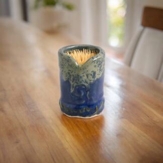 Hand Made Hand Built Small Bud Vase : Toothpick Holder Decorated In Our Our Midnight Forest Glaze By Tmc Pottery 221