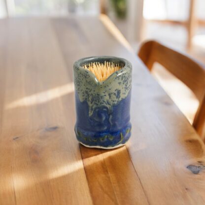 Hand Made Hand Built Small Bud Vase : Toothpick Holder Decorated In Our Our Midnight Forest Glaze By Tmc Pottery 222