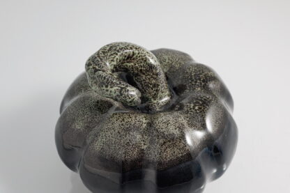 Hand Made Large Halloween Style Pumpkin Decorated With Our Black Leopard Glaze 11