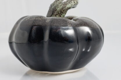 Hand Made Large Halloween Style Pumpkin Decorated With Our Black Leopard Glaze 14