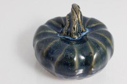 Hand Made Slab Built Pottery Pumpkin Decorated In Our Sapphire Base Glaze With Floating Blue Cover 1