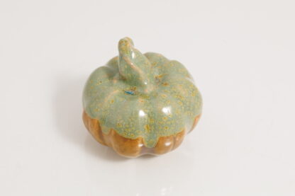 Hand Made Slab Built Small Halloween Style Pottery Pumpkin Decorated In Our Floating Orange & Green Variegated Cover Glaze 4