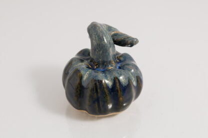 Hand Made Halloween Style Pottery Pumpkin Decorated With Our Sapphire Blue and Green Cover Glaze On Buff Clay 4