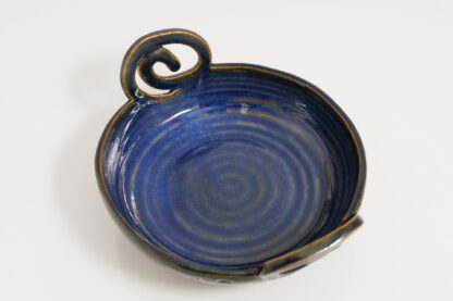 Hand Made Hand Built Twin Handled Pottery Bowl Decorated With Our Sapphire Blue Glaze 1