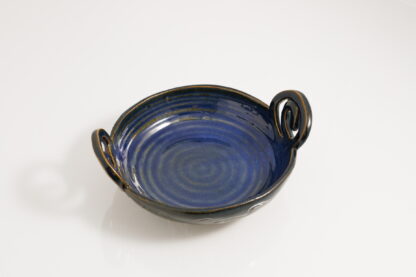 Hand Made Hand Built Twin Handled Pottery Bowl Decorated With Our Sapphire Blue Glaze 4