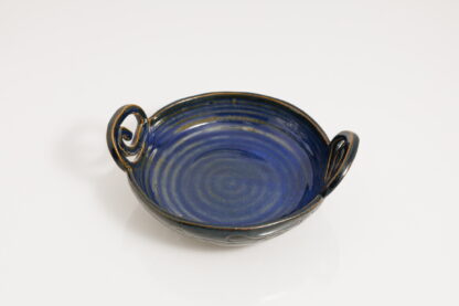 Hand Made Hand Built Twin Handled Pottery Bowl Decorated With Our Sapphire Blue Glaze 5