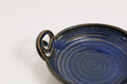 Hand Made Hand Built Twin Handled Pottery Bowl Decorated With Our Sapphire Blue Glaze 6