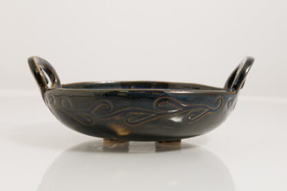 Hand Made Hand Built Twin Handled Pottery Bowl Decorated With Our Sapphire Blue Glaze 7