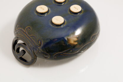 Hand Made Hand Built Twin Handled Pottery Bowl Decorated With Our Sapphire Blue Glaze 8