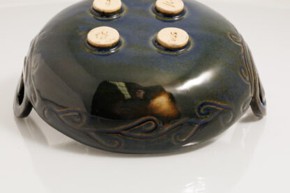 Hand Made Hand Built Twin Handled Pottery Bowl Decorated With Our Sapphire Blue Glaze 9