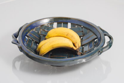 Hand Made, Hand Decorated Strip Slab Built Large Fruit Basket Decorated In Our Sapphire Glaze 2