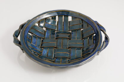 Hand Made, Hand Decorated Strip Slab Built Large Fruit Basket Decorated In Our Sapphire Glaze 3