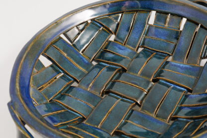 Hand Made, Hand Decorated Strip Slab Built Large Fruit Basket Decorated In Our Sapphire Glaze 4