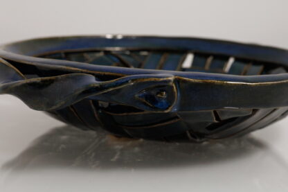 Hand Made, Hand Decorated Strip Slab Built Large Fruit Basket Decorated In Our Sapphire Glaze 7