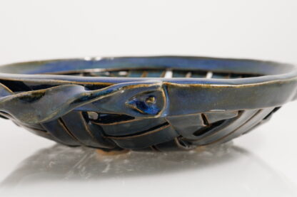 Hand Made, Hand Decorated Strip Slab Built Large Fruit Basket Decorated In Our Sapphire Glaze 8