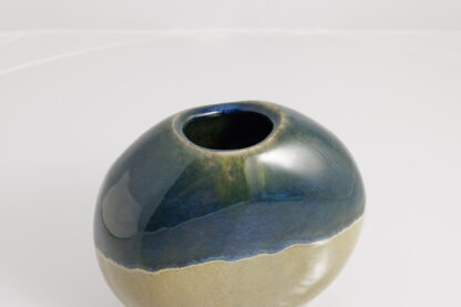 Hand Made Slab Built Moon Vase Decorated With Our Rutile Green Base And Sapphire Cover 3