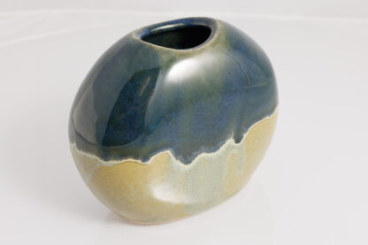 Hand Made Slab Built Moon Vase Decorated With Our Rutile Green Base And Sapphire Cover 5