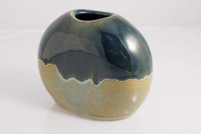 Hand Made Slab Built Moon Vase Decorated With Our Rutile Green Base And Sapphire Cover 6