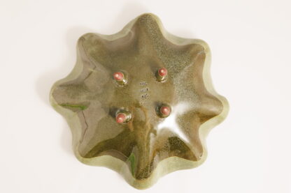 Hand Made Slab Built Ruffle Bowl Decorated In Our Aussie Bush Glaze On Mahogany Clay 10