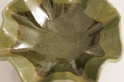 Hand Made Slab Built Ruffle Bowl Decorated In Our Aussie Bush Glaze On Mahogany Clay 4