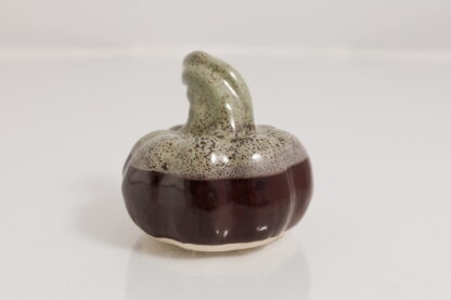 Hand Made Slab Built Small Pottery Pumpkin Decorated In Our Red:Brown Glaze With A Green Variegated Cover Glaze 4