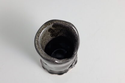 Hand Made Slab Built Small Toothpick Holder Decorated In Out Black Hole Glaze 8