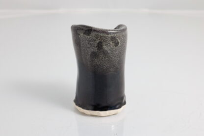 Hand Made Slab Built Small Toothpick Holder Decorated In Out Black Hole Glaze. 5