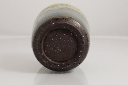 Hand Made Wheel Thrown Art Vase Decorated In Our Our Blue and Green Cover Glazes On Black Grogged Clay 10