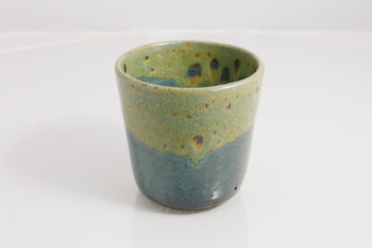 Hand Made Wheel Thrown Art Vase Decorated In Our Our Blue and Green Cover Glazes On Black Grogged Clay 4