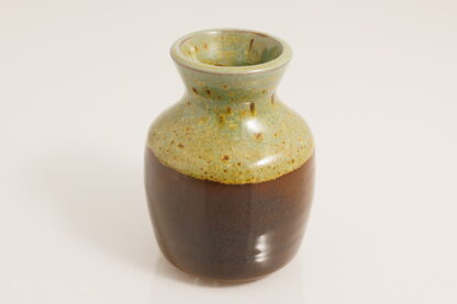 Hand Made Wheel Thrown Bottle Vase Decorated In Our Green and Brown Glaze On Mahogany Clay 3