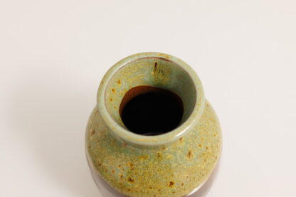 Hand Made Wheel Thrown Bottle Vase Decorated In Our Green and Brown Glaze On Mahogany Clay 7