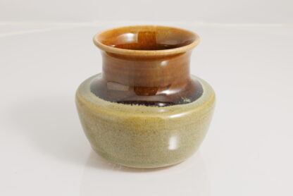 Hand Made Wheel Thrown Pottery Vase Decorated In Our Floating Orange Over Green Glaze On Buff Clay 1