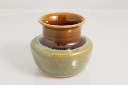 Hand Made Wheel Thrown Pottery Vase Decorated In Our Floating Orange Over Green Glaze On Buff Clay 3