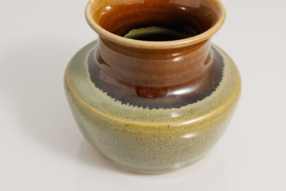 Hand Made Wheel Thrown Pottery Vase Decorated In Our Floating Orange Over Green Glaze On Buff Clay 5