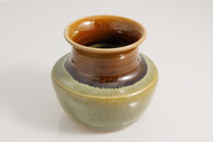 Hand Made Wheel Thrown Pottery Vase Decorated In Our Floating Orange Over Green Glaze On Buff Clay 7