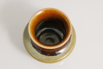 Hand Made Wheel Thrown Pottery Vase Decorated In Our Floating Orange Over Green Glaze On Buff Clay 8