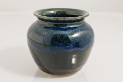 Hand Made Wheel Thrown Pottery Vase Decorated With Our Floating Blue Over Black Glaze 1