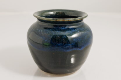 Hand Made Wheel Thrown Pottery Vase Decorated With Our Floating Blue Over Black Glaze 3