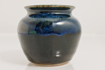 Hand Made Wheel Thrown Pottery Vase Decorated With Our Floating Blue Over Black Glaze 4