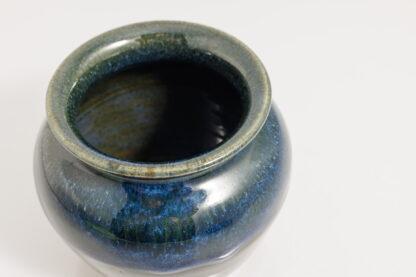 Hand Made Wheel Thrown Pottery Vase Decorated With Our Floating Blue Over Black Glaze 5