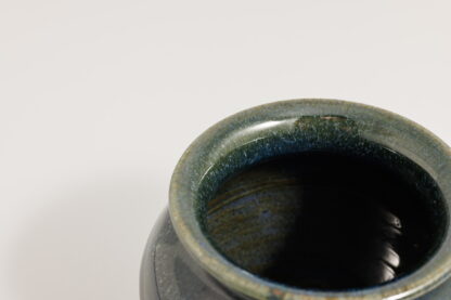 Hand Made Wheel Thrown Pottery Vase Decorated With Our Floating Blue Over Black Glaze 6