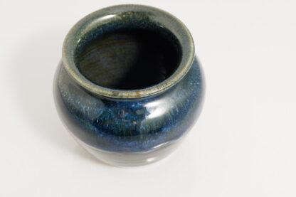 Hand Made Wheel Thrown Pottery Vase Decorated With Our Floating Blue Over Black Glaze 7