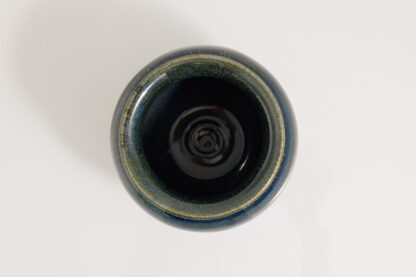 Hand Made Wheel Thrown Pottery Vase Decorated With Our Floating Blue Over Black Glaze 8