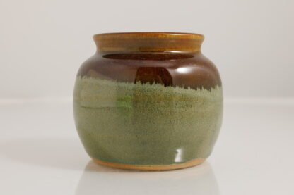 Hand Made Wheel Thrown Vase Decorated With Our Floating Orange Over Green Glaze 1