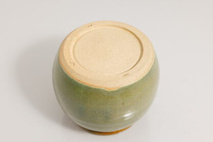 Hand Made Wheel Thrown Vase Decorated With Our Floating Orange Over Green Glaze 5