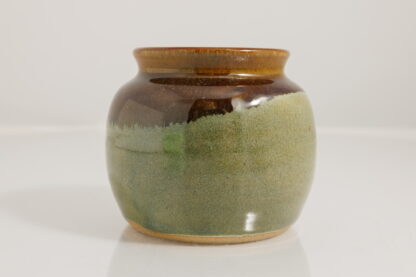 Hand Made Wheel Thrown Vase Decorated With Our Floating Orange Over Green Glaze 3