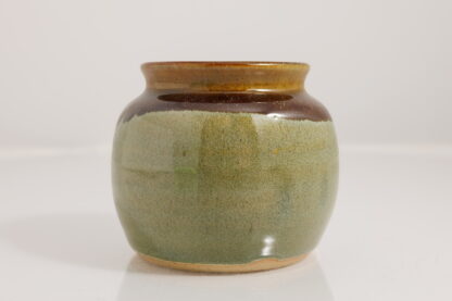 Hand Made Wheel Thrown Vase Decorated With Our Floating Orange Over Green Glaze 4