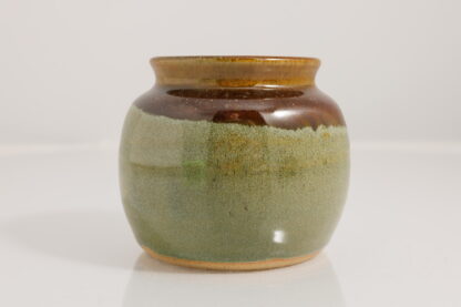 Hand Made Wheel Thrown Vase Decorated With Our Floating Orange Over Green Glaze 5