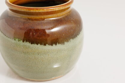 Hand Made Wheel Thrown Vase Decorated With Our Floating Orange Over Green Glaze 6