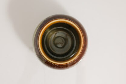 Hand Made Wheel Thrown Vase Decorated With Our Floating Orange Over Green Glaze 9